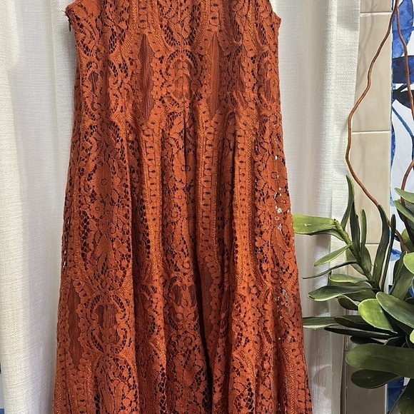 NWOT Women’s Free People Angel Rays Lace Midi Dress - Copper Size Small - Picture 9 of 12